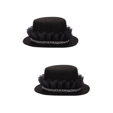 2Pcs Portable Black Dog and Cat Hat Adorable Small Puppy Bowler Hat
