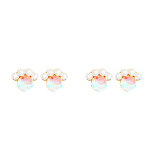 2Pairs Metal Fashion Faux Pearl Earrings for Women Multi-Color Studs