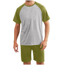 Herren-Pyjama-Set, Schlafanzug, Kurzarmhemd, weiche, bequeme Shorts mit Tasche, Loungewear, 2-teilig