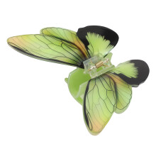 1 pinza para el cabello con forma de mariposa para mujer, 4.13" x 3.58" x 1.57", color verde y negro.