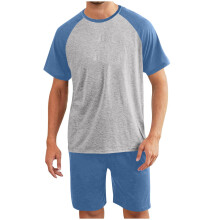 Mens Pajama Set Sleepwear Short Sleeve Shirts Soft Comfy Shorts with Pocket Sets Loungewear 2 Piece