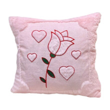 Sierkussenhoezen voor Valentijnsdag, 45 x 45 cm, roze, met rozenmotief, getuft en pluche.