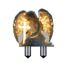Anjo de Jardim para Decoração | Decoração de Pátio em Acrílico 2D Impermeável | Querubim Iluminado com Velas para Cemitério, Gramado e Jardim