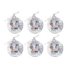 6 pezzi Palline da discoteca argentate natalizie per decorazioni per feste, riflettono la luce, divertenti palline a specchio per feste, casa, gruppi
