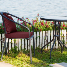 Outdoor-Sitzkissen-Set, 45,7 cm & 48,3 cm quadratisch, wasserdicht, abnehmbarer Bezug, tiefe Sitz- und Rückenkissen, Jujube-Rot