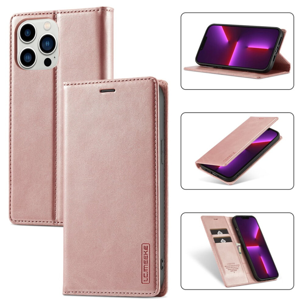 Leather Flip Wallet Case For Iphone 13 Pro Max Rose Gold 937196996834
