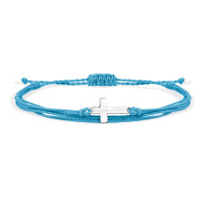 Armband met kruisgevlochten ontwerp, vriendschapsarmband, etnische stijl, kleurrijk/blauw