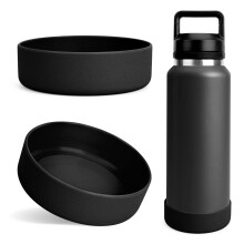 Protection pour bouteille d'eau compatible avec YETI Rambler 36 oz – Manchon de fond antidérapant en silicone et protection antichoc (noir, lot de
