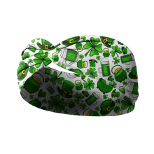 St. Patrick's Day-hoofdbanden voor dames – Ierse groene gebreide hoofdband met klavertje vier, antislip haarband, geschikt voor yoga en hardlopen