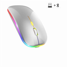 Draadloze muis met RGB-verlichting, oplaadbare Bluetooth-muis, draadloze computermuis met LED-achtergrondverlichting, ergonomische gamingmuis voor
