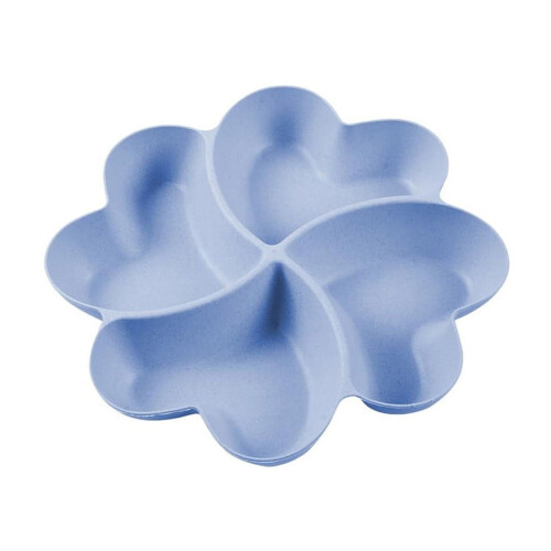 4-Compartment Plastic Plates – Appetizer, Dessert & Condiment Use, Reusable Round Blue Plates, One Size