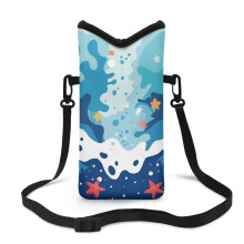 Neopren-Handyhülle mit verstellbarem Schultergurt, Klettverschluss, stoßfest, 4 x 8 Zoll, Design mit Meereswellen und Seesternen