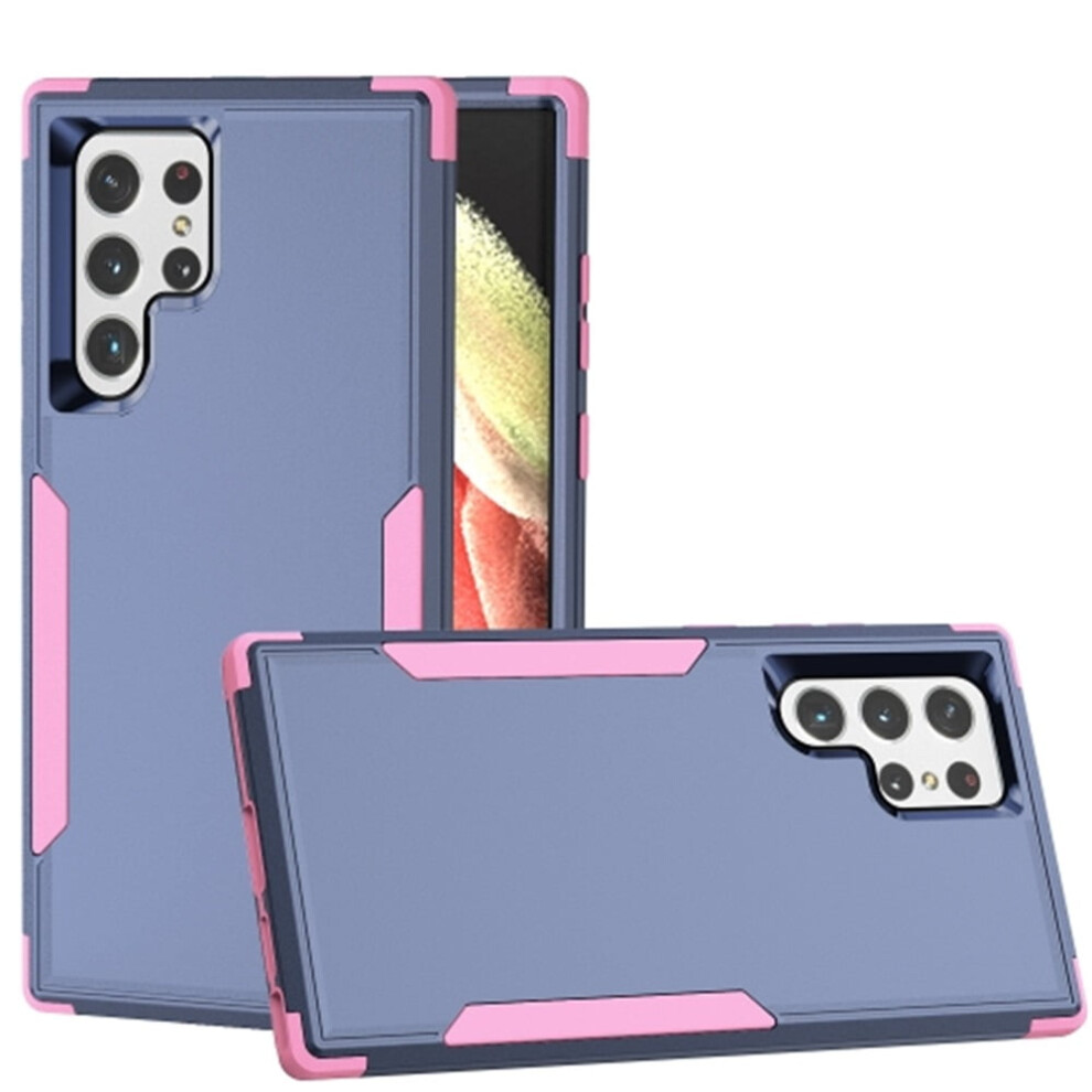 Heavy Duty 3-Layer Bumper Case For Samsung Galaxy S22 Ultra 5G 6.8", Shockproof & Dropproof, Full Rubber Armor, + Blue/Pink 9340959388806