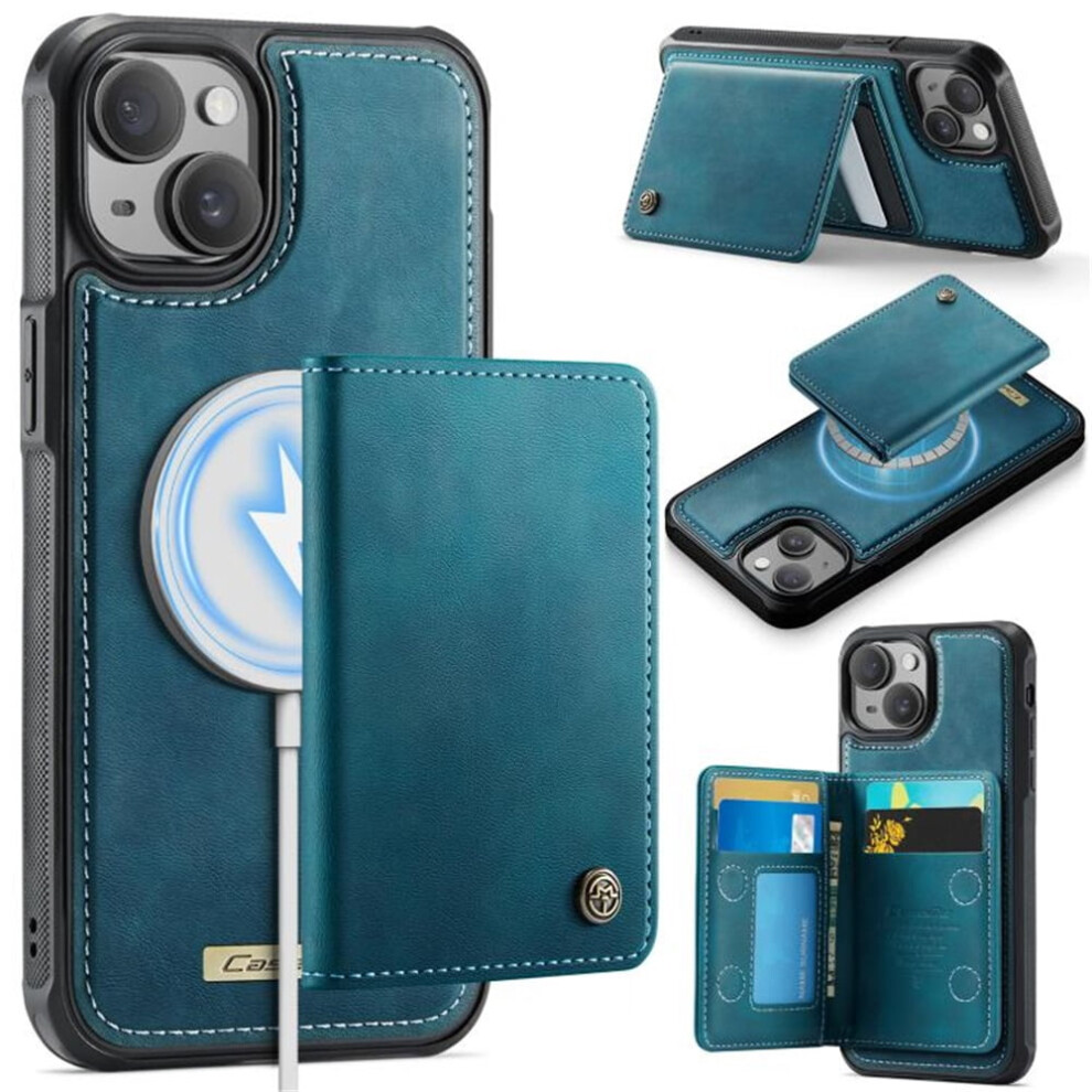 Rfid-Blocking Magsafe Wallet Case For Iphone 14 In Pu Blue 937196998890