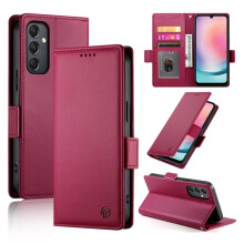 Samsung Galaxy A24 4G Brieftaschenhülle – Klapphülle aus PU-Leder mit Magnetverschluss, mattiertes Finish, Weinrot