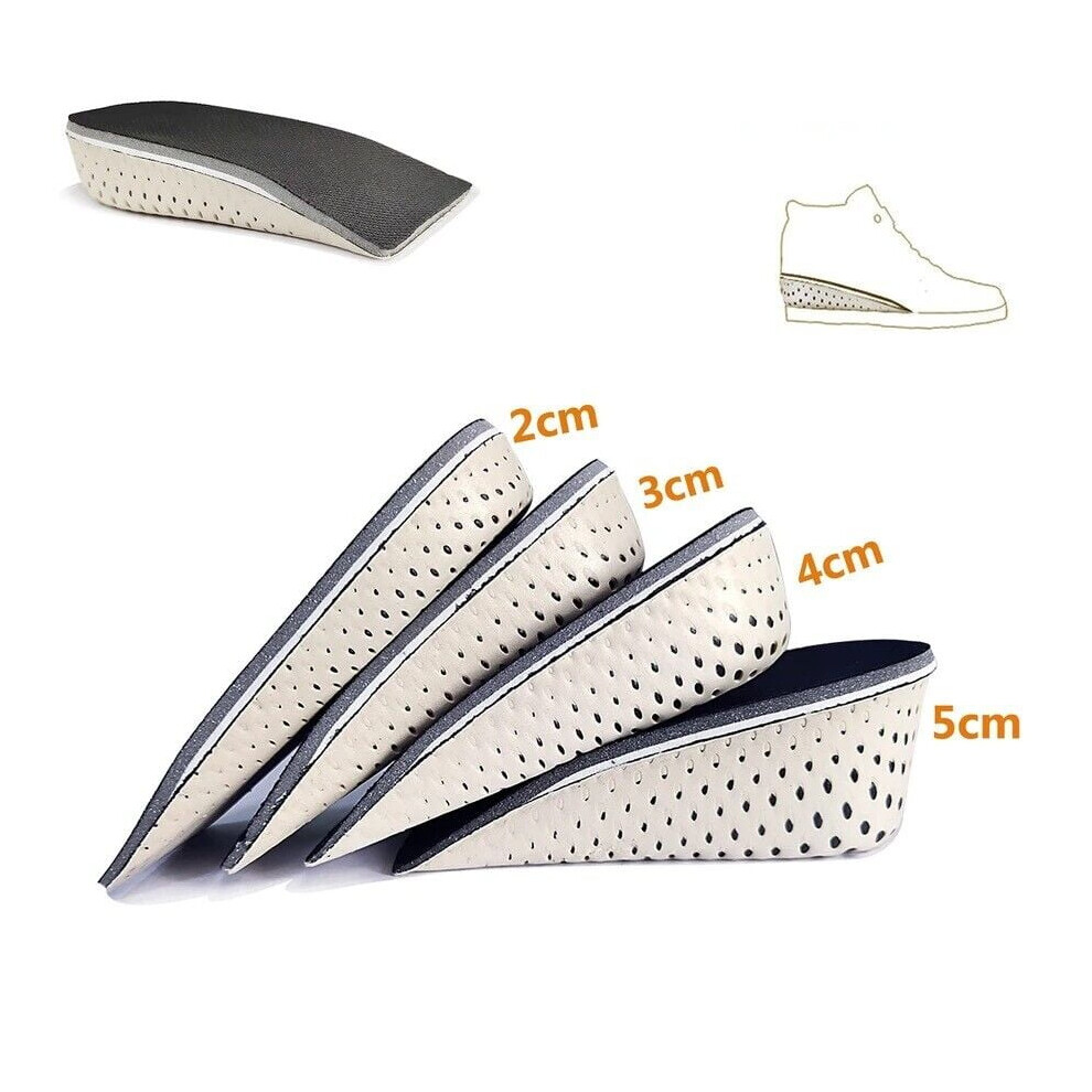 Black Height Increase Insoles Men Women Invisible Heel Lift Taller Shoe Inserts 2 Pads