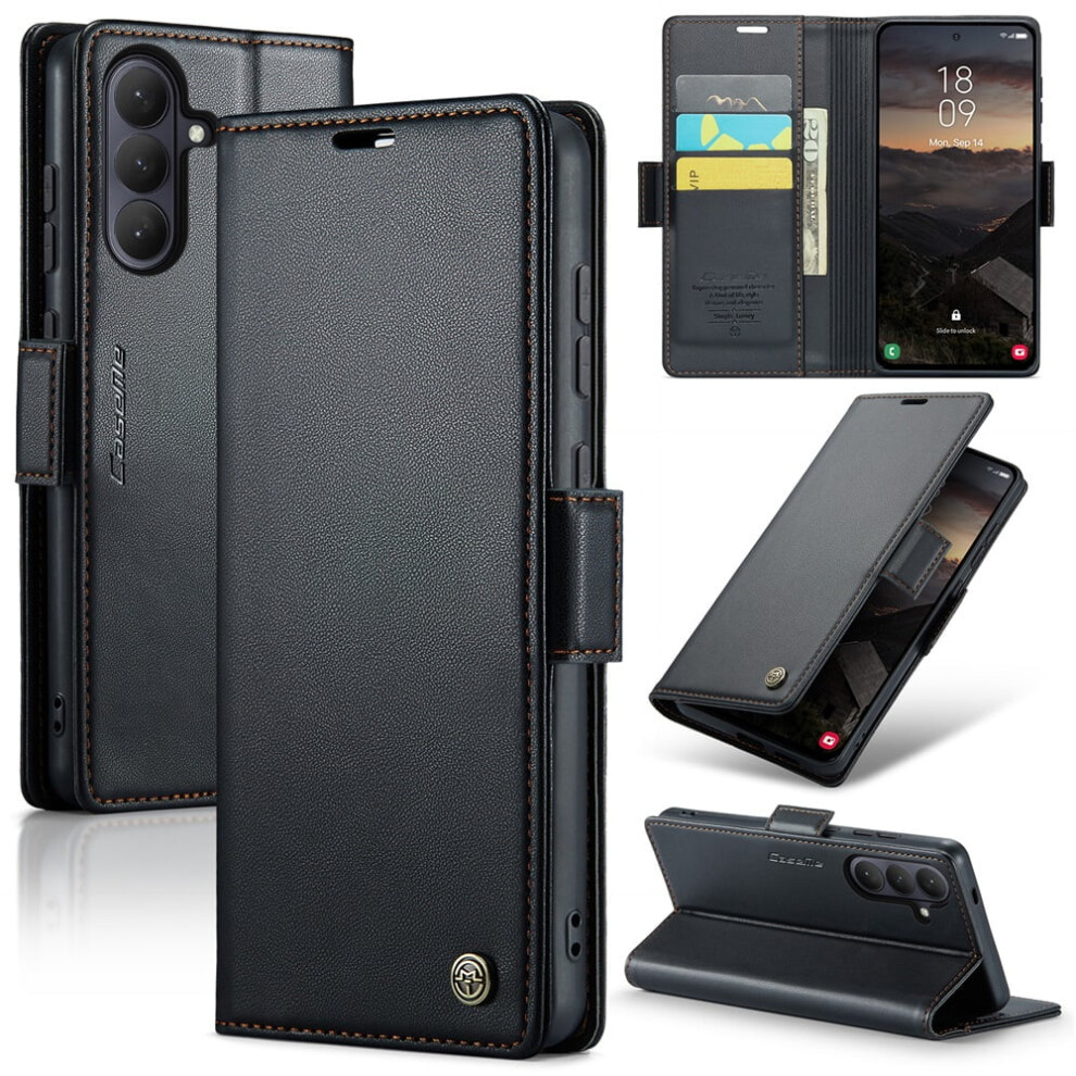 Caseme Leather Wallet Case For Compatible With Samsung Galaxy S26+ 5G & S25 5GâRfid Blocking, Magnetic Clasp, Kickstand, Black 9340959389698