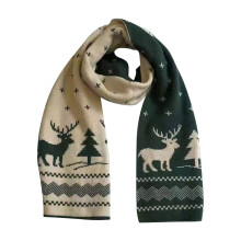 Cachecol de inverno com estampa de alce, feminino, versátil, quentinho e charmoso, na cor verde.