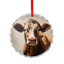 Brown Cow Glass Ornament Farmhouse Style 1 Piece