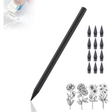 Lápis Everpen em liga metálica, instrumento de escrita. O lápis infinito, reutilizável, com 12 pontas substituíveis em cores diferentes para
