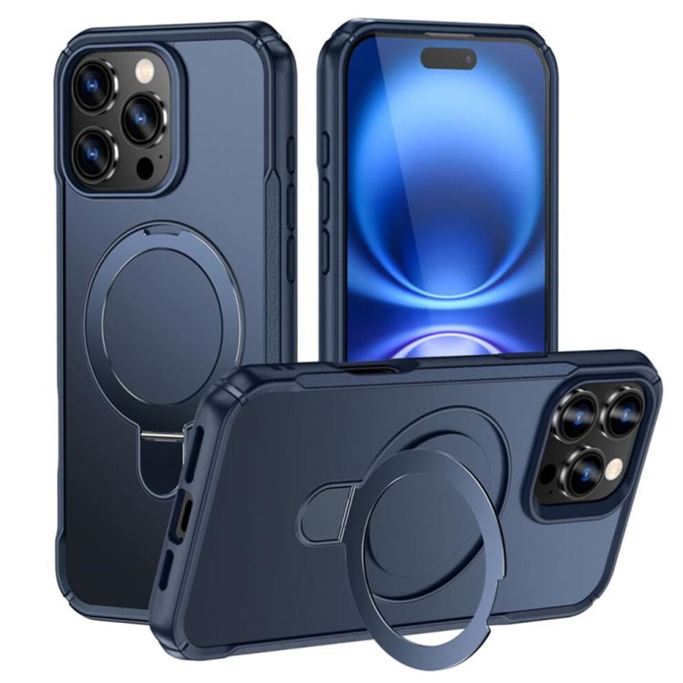 Magnetic Case For Iphone 16 Pro Max 6.9", Magsafe Compatible, Invisible Stand & Ring Holder, Mil-Grade Shockproof, Blue 9340959390465