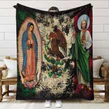 Couverture HELLOYOUNG Notre-Dame de Guadalupe – Couverture douce à l'effigie de la Vierge Marie, idéale pour le canapé, le lit, les voyages, le