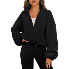 Damen-Fleecejacken, kurze Jacken, Oversize-Sweatshirts mit Reißverschluss, Winterkleidung, langärmlige Sherpa-gefütterte Hoodies, Herbstoutfits