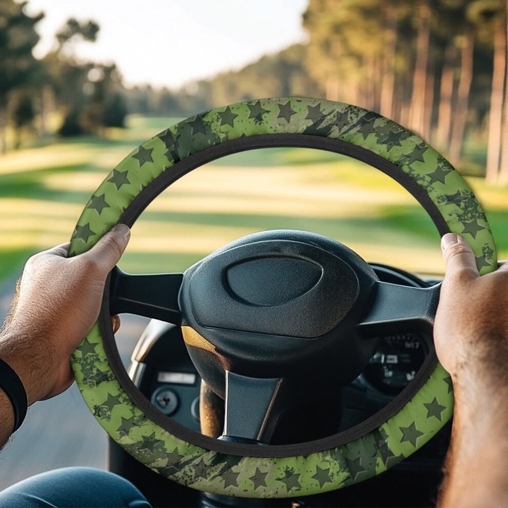 Camo Star Golf Cart Steering Wheel Cover Â Universal, Easy Install, Compatible With Club Car 9340959390878