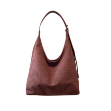 Schultasche (1 Stück, 32 x 36 x 12 cm), lässige Tasche aus Wildlederimitat mit großem Fassungsvermögen, braun, Geschenkidee für Sie