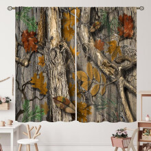 Camouflage Curtains 2-Pack, 52x63", Rod Pocket, Green Militarily Abstract Art, Compatible with Standard Rods