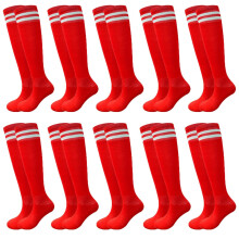 10 Pairs Kids Soccer Socks Stretchy Knee High Tube Socks Colorful Football Athletic Team Socks for Boys Girls (7-12 Years Old)