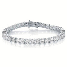 18K White Gold Plated 4.0 Round Cubic Zirconia Classic Tennis Bracelet 6/6.5/7/7.5/8/8.5/9 Inch