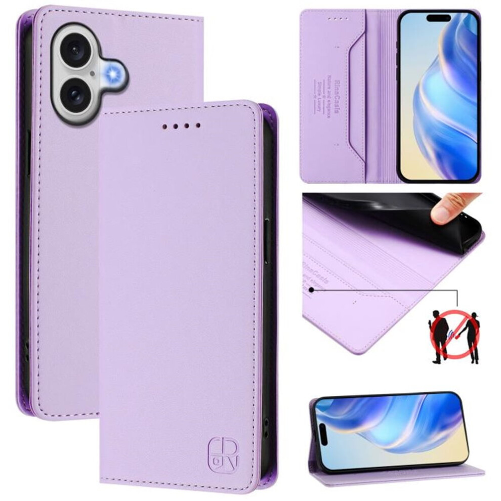 Light Pu Leather Rfid Wallet Case For Iphone 16 With Purple 9122141642862