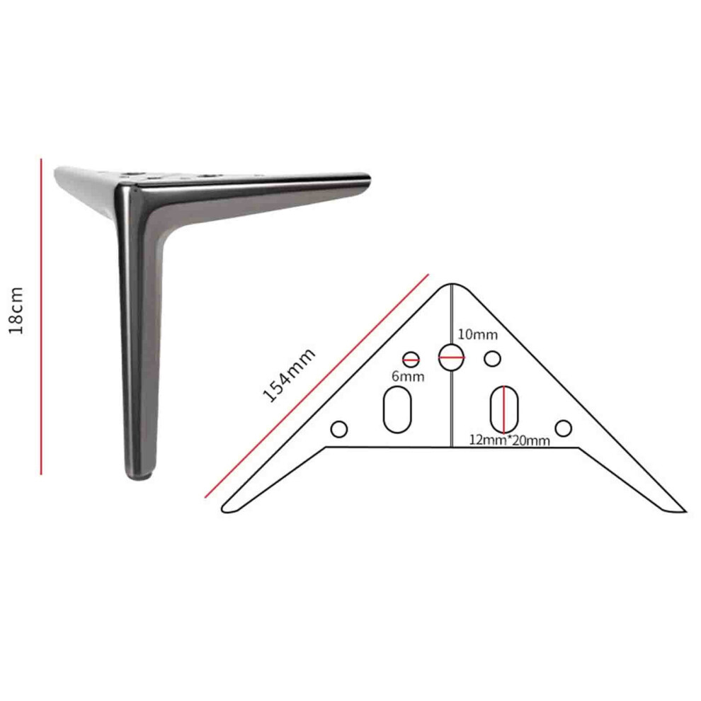 1Pc Stainless Steel Furniture Leg (18Cm) - Modern Replacement Sofa Leg With Non-Slip Rubber, Heavy-Duty Metal Foot For Chairs/Cabinets - Grey 9193271086048