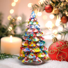 8,5 cm Mini-Weihnachtsbaumschmuck – Tischdekoration aus Kunstharz für Zuhause/Büro, Geschenk für Familie und Freunde