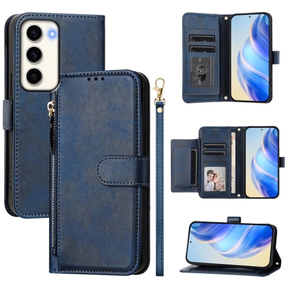 For Compatible With Samsung Galaxy S23 5G 6.1-Inch Wallet Case For Women Men Multi-Card Slots Zipper Wallet Leather Phone Case,,For Galaxy S23 5G Blue 9193271086499