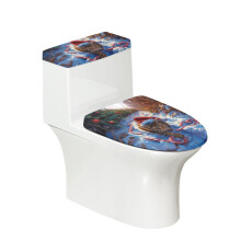 Housse de siège de toilette souple et élastique à motif chat de Noël, anti-poussière, compatible avec toutes les formes de toilettes