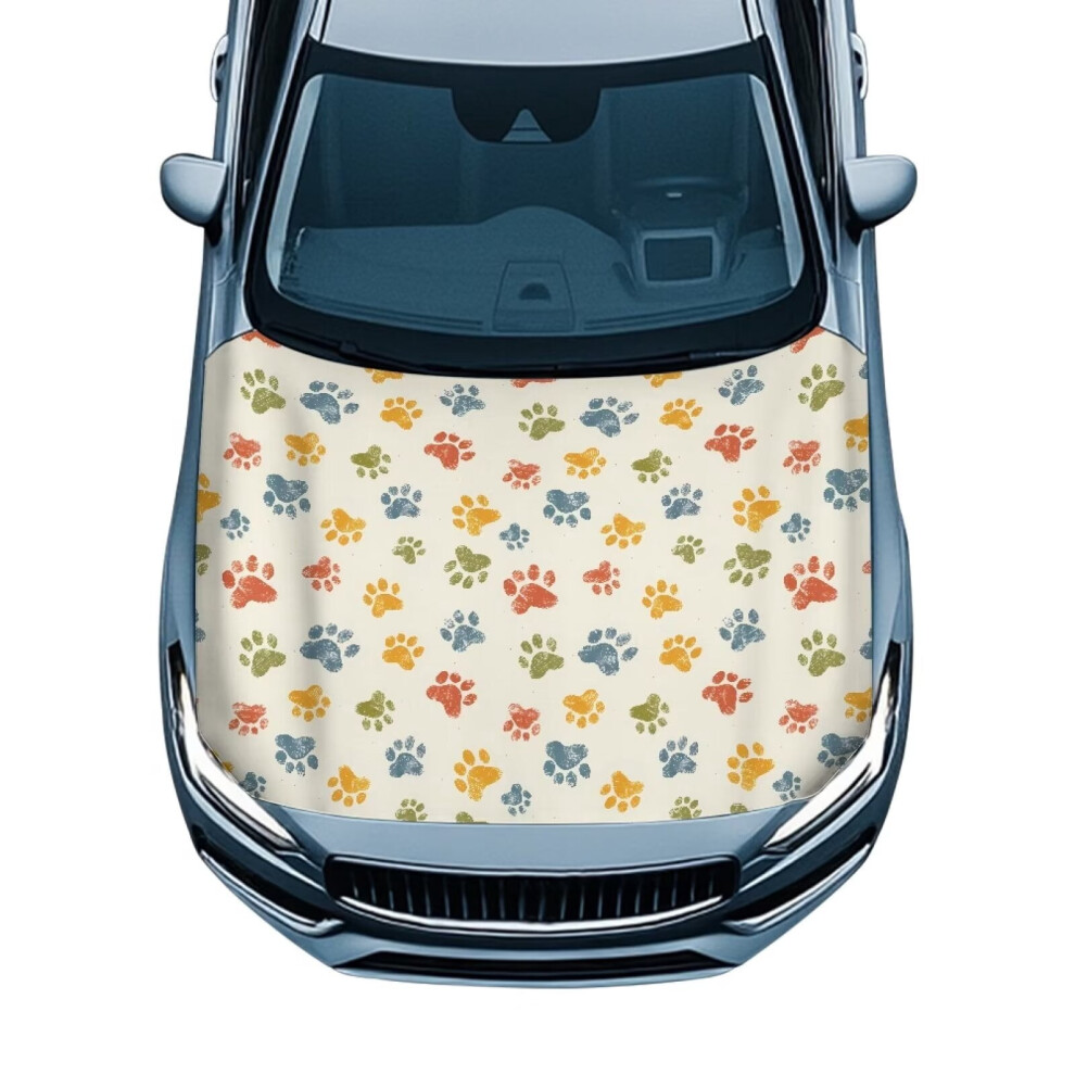 Cute Dog Paws Waterproof Elastic Car Hood Cover Â Compatible With Most Cars 9193271088110