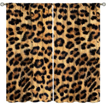 Leopard Print Curtains 52x63 Inch, Brown Animal Texture, Rod Pocket, for Living Room & Home Decor – 2 Panels Set