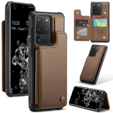 CaseMe Leather Case for compatible with Samsung Galaxy S20 Ultra – RFID Wallet, Kickstand, Magnetic Clasp, Shockproof