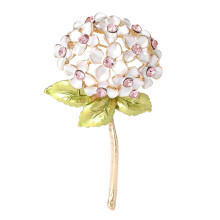 Broche de hortensias azul y blanco con diseño floral de aleación.