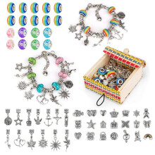 Gjør-det-selv smykke-armbåndsett for jenter i alderen 6-12 år, hobbysett med anheng – kompatibel med standard armbåndsdetaljer