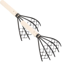 Clearance Seafood Rake with Mesh Net, 10.24" High, 5-Tine Beach Rake for Clam Digging – 2PC Set