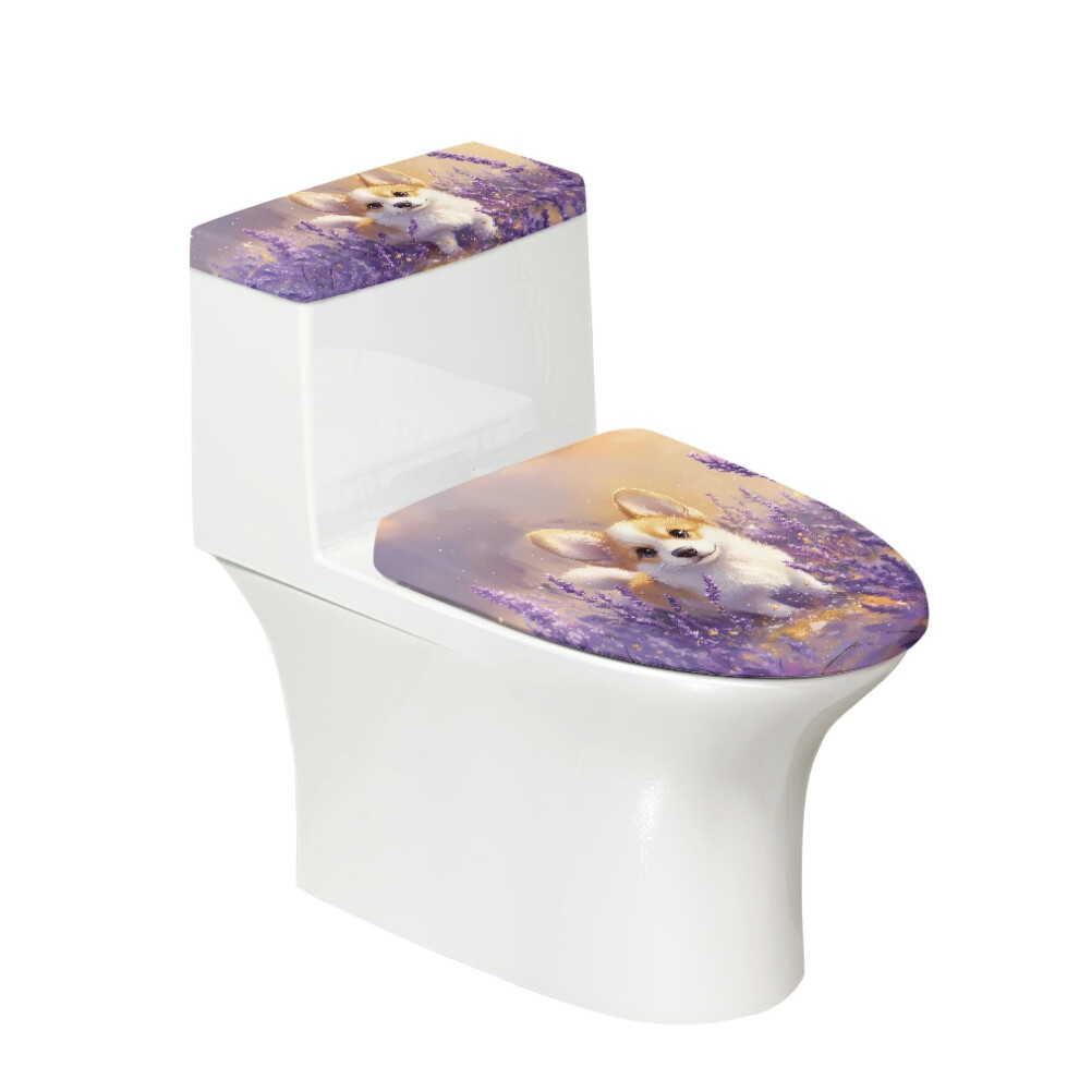 Toilet Lid Dust Cover Set Polyester Elastic Edge 2 Pack 913211555811