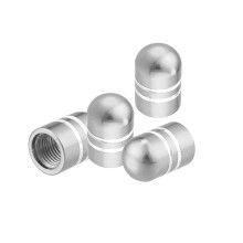 Universal Tire Valve Stem Caps Car Accessories Aluminum Alloy Silver Tone 4 Pcs
