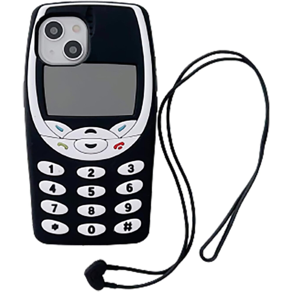 3D Retro Kawaii Soft Silicone Phone Case For Compatible With Iphone 14 6.1" (2022) Â Black 9327961734234