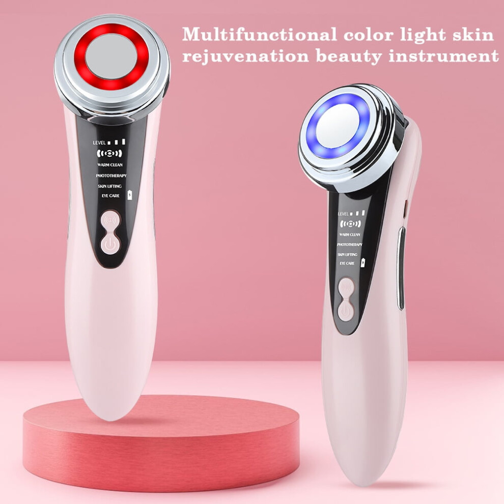 Facial Massager Wand with Heat Vibration Red Blue Light EMS