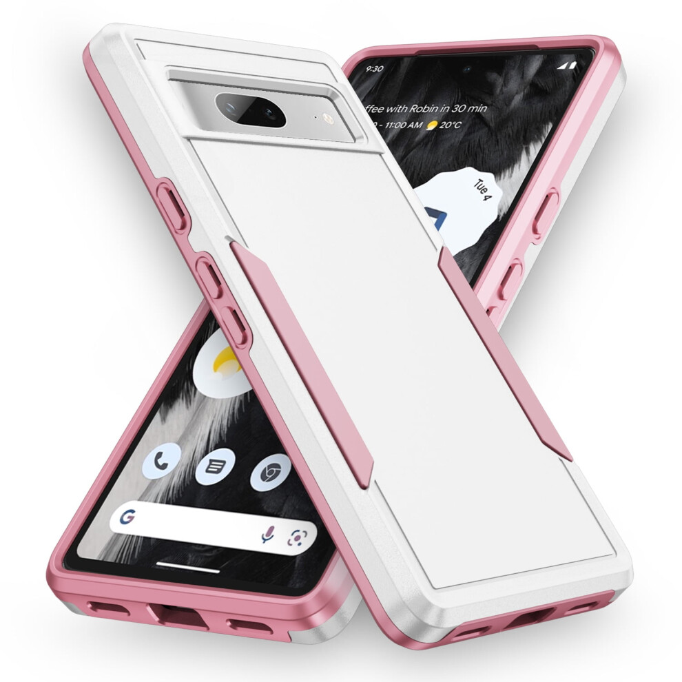 Allytech Google Pixel 7A Case 6.1" Â Heavy Duty Shockproof, Anti-Scratch, Slim Dual-Layer Hybrid Cover Â +, Compatible With Google Pixel White/Pink 9353595642843