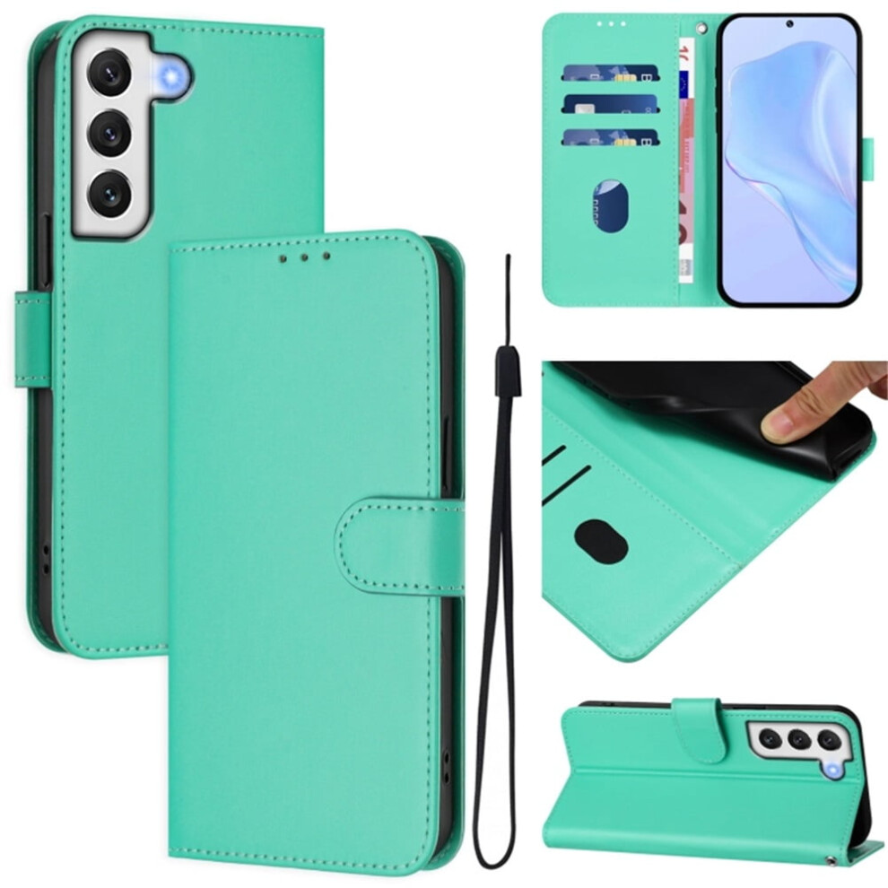 Wallet Case Compatible With Samsung Galaxy S22 5G Â Pu Leather Flip Folio With Magnetic Closure, 3 Card Slots & Wrist Strap, Green 9353595644038