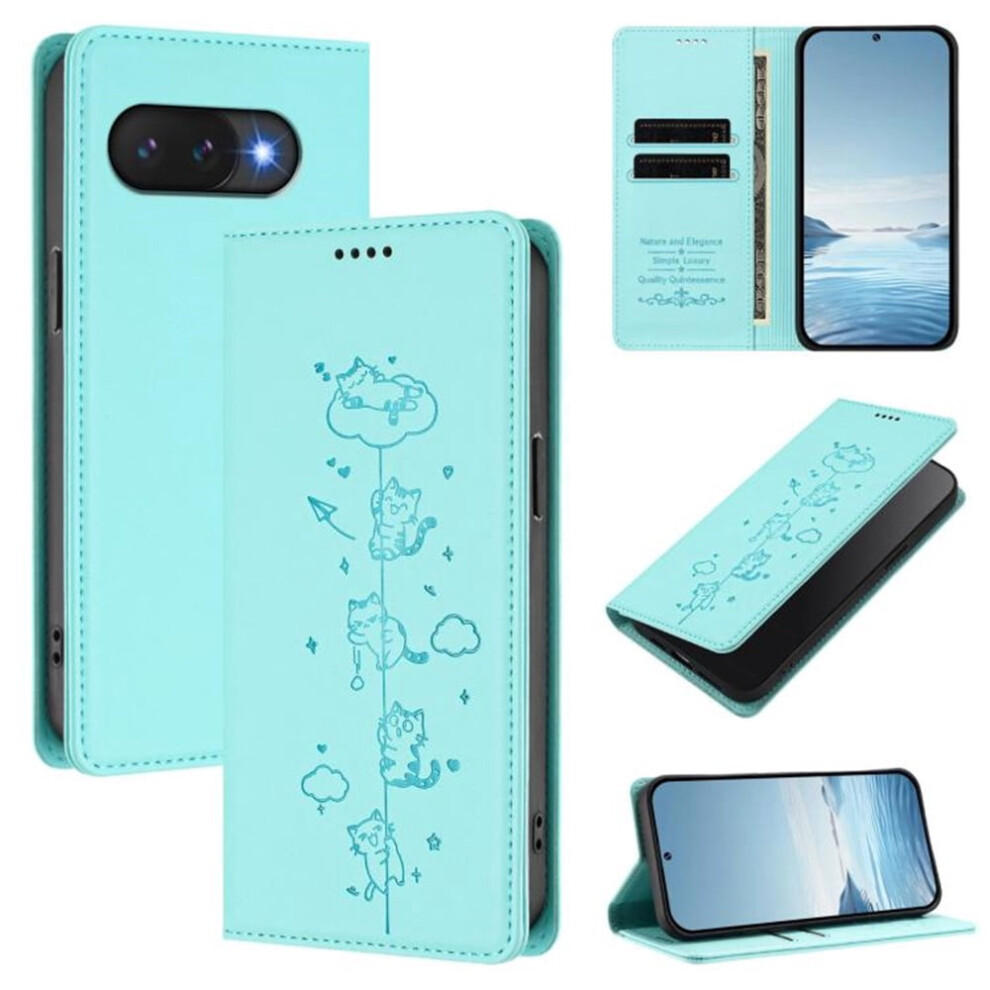 Leather Flip Wallet Case For Google Pixel 9A With Green 975221391636